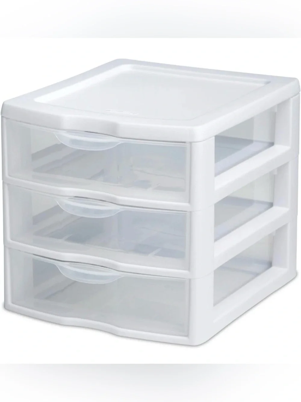 Clear 3 Drawer Desktop Storage Bin Organizer Container White